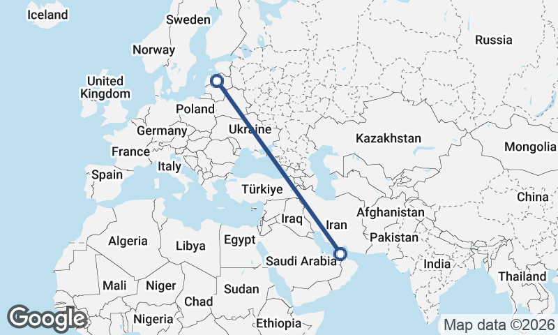 Riga to Dubai