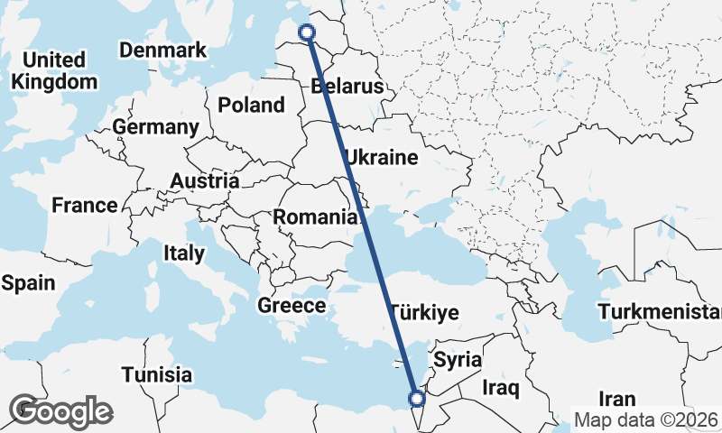 Riga to Tel Aviv-Yafo