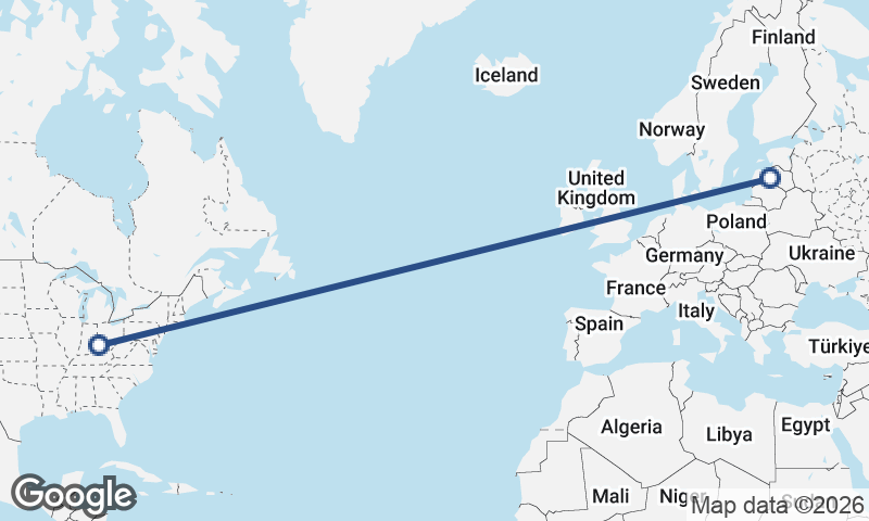 Riga to Cincinnati