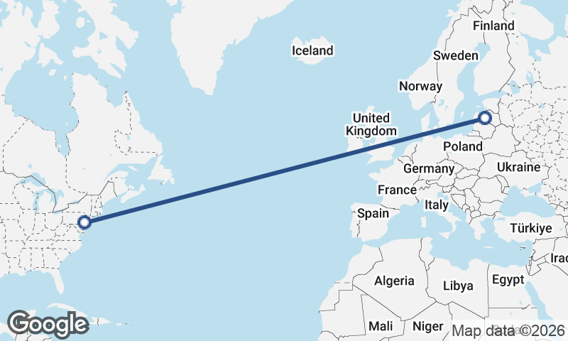 Riga to Philadelphia