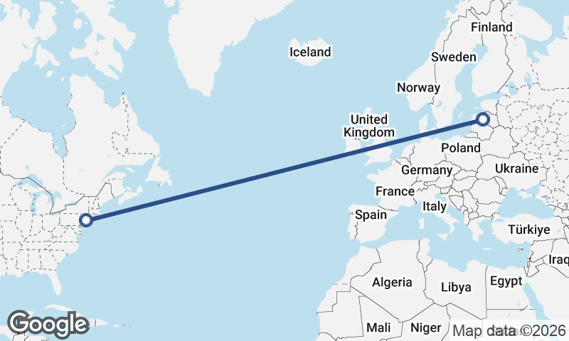Riga to New York