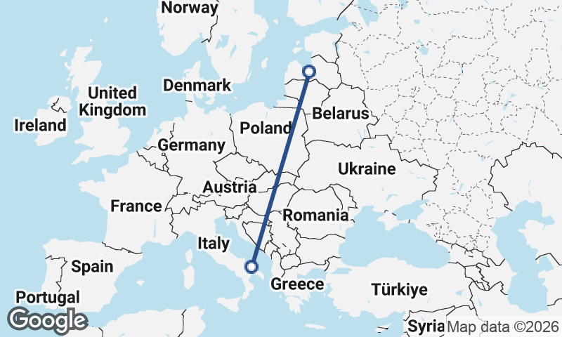 Riga to Bari