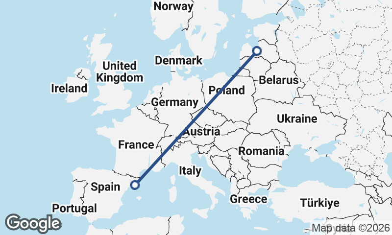 Riga to Barcelona