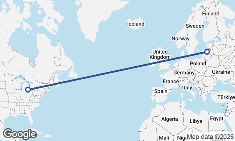 Riga to Detroit