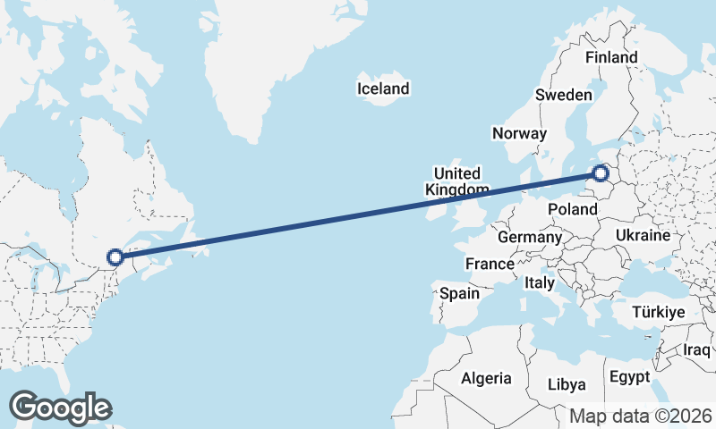 Riga to Québec