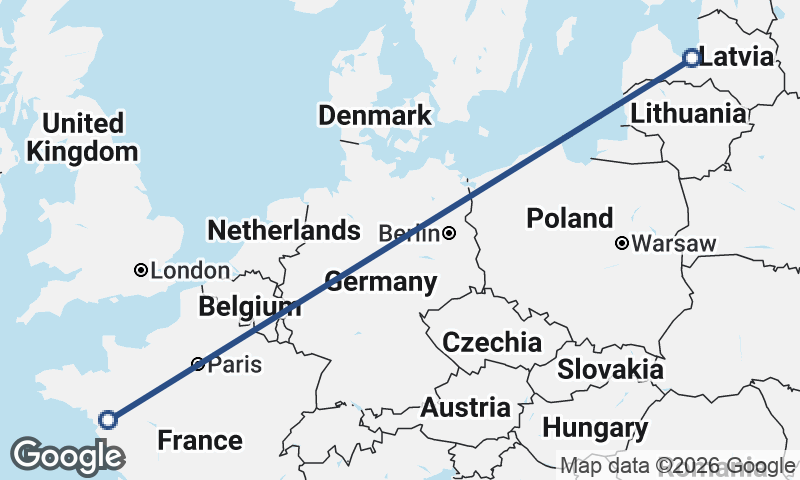Riga to Nantes