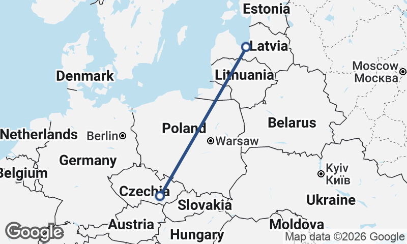 Riga to Brno
