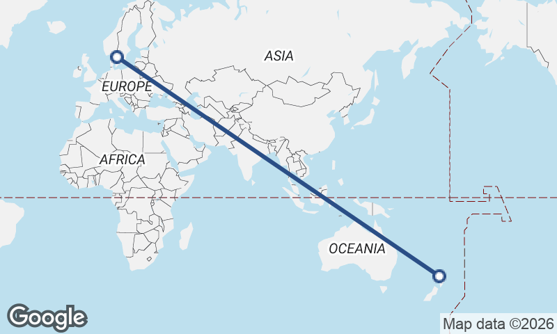 Göteborg to Auckland