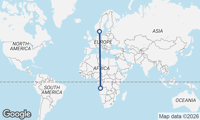 Göteborg to Luanda