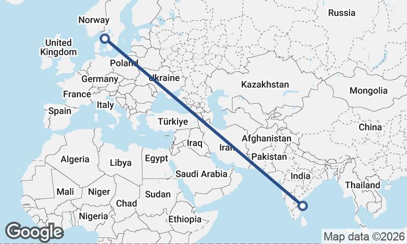 Göteborg to Chennai