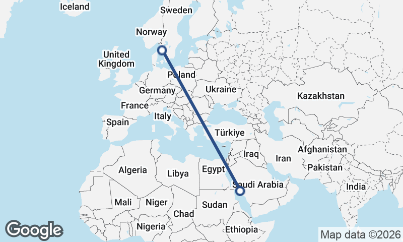 Göteborg to Jeddah