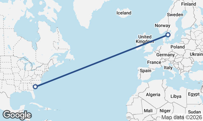 Göteborg to Charleston