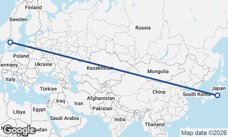 Göteborg to Tokyo