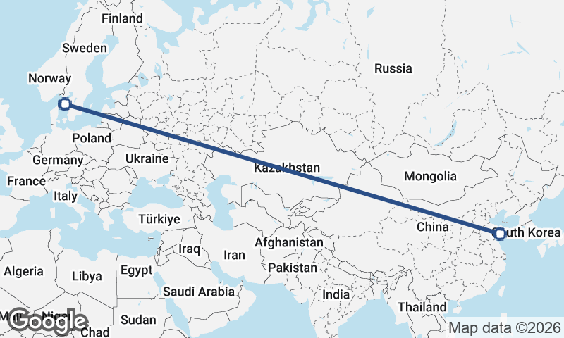 Göteborg to Qingdao