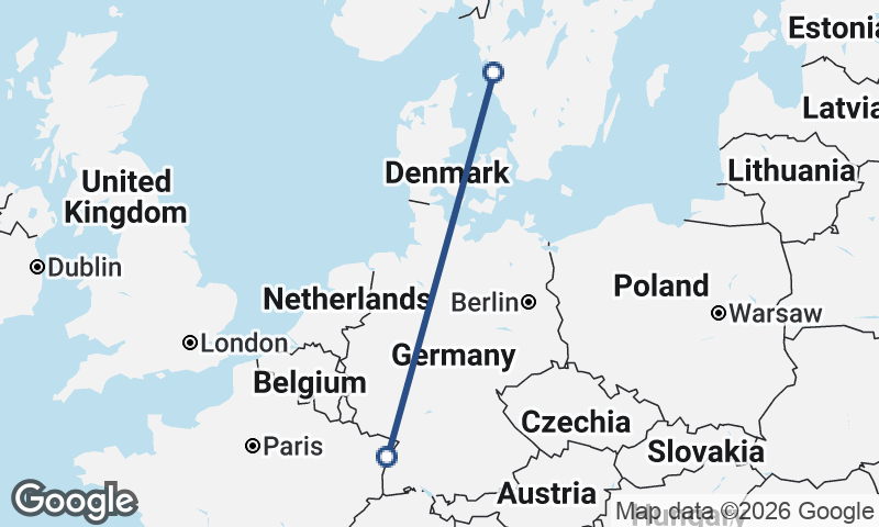 Göteborg to Strasbourg