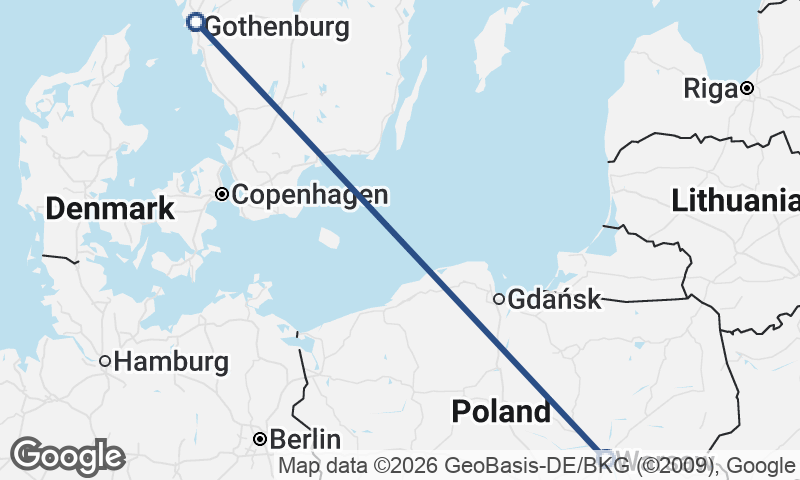 Göteborg to Warsaw