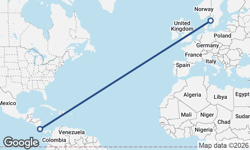 Göteborg to San José