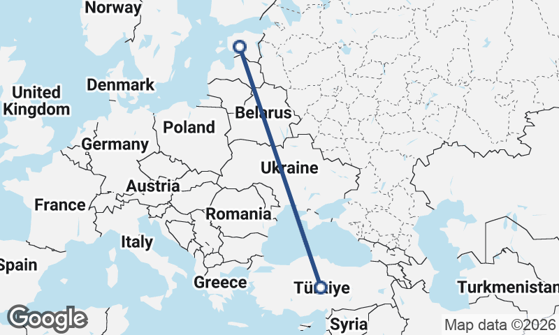 Estonia to Turkey