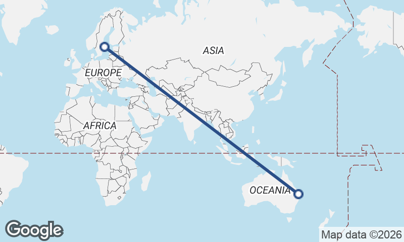 Stockholm to Brisbane