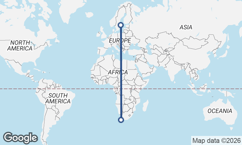 Stockholm to Cape Town