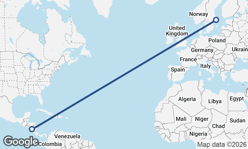 Stockholm to Managua