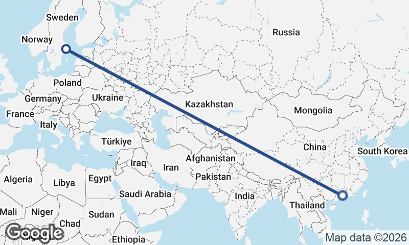 Stockholm to Foshan