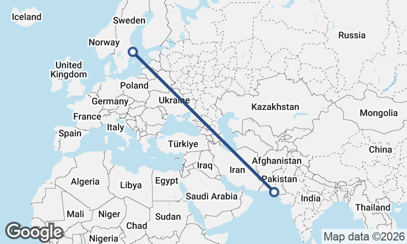 Stockholm to Karachi
