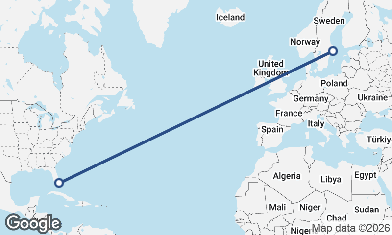 Stockholm to Miami