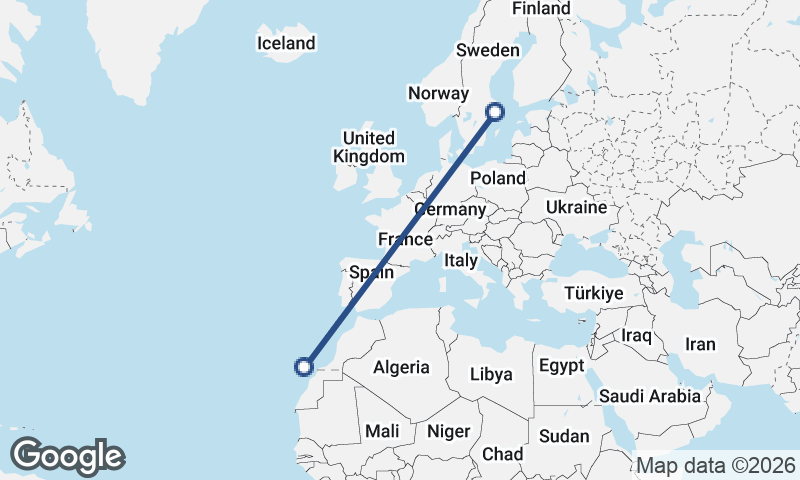 Stockholm to Las Palmas de Gran Canaria