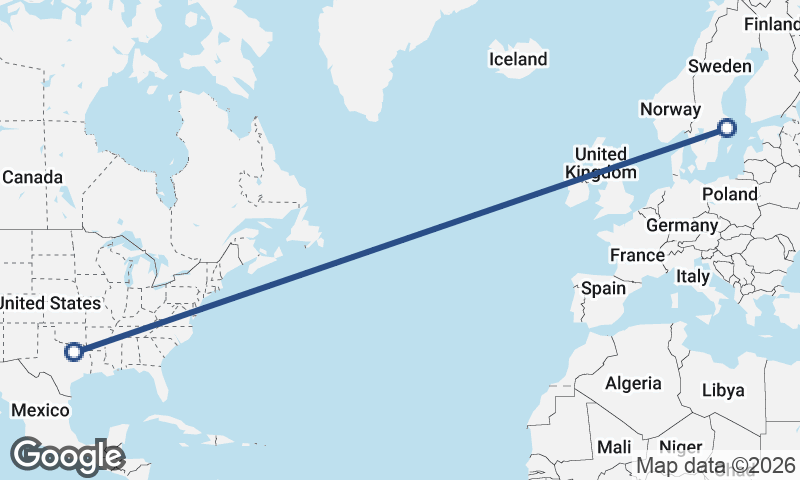 Stockholm to Dallas