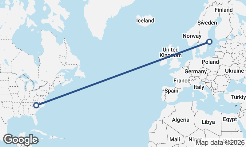 Stockholm to Charlotte