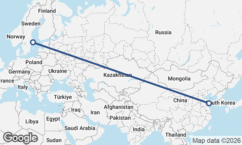 Stockholm to Qingdao