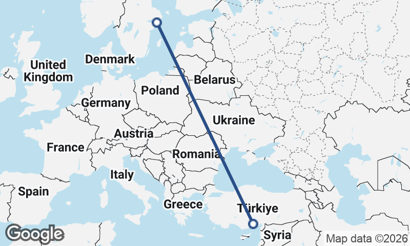 Stockholm to Mersin