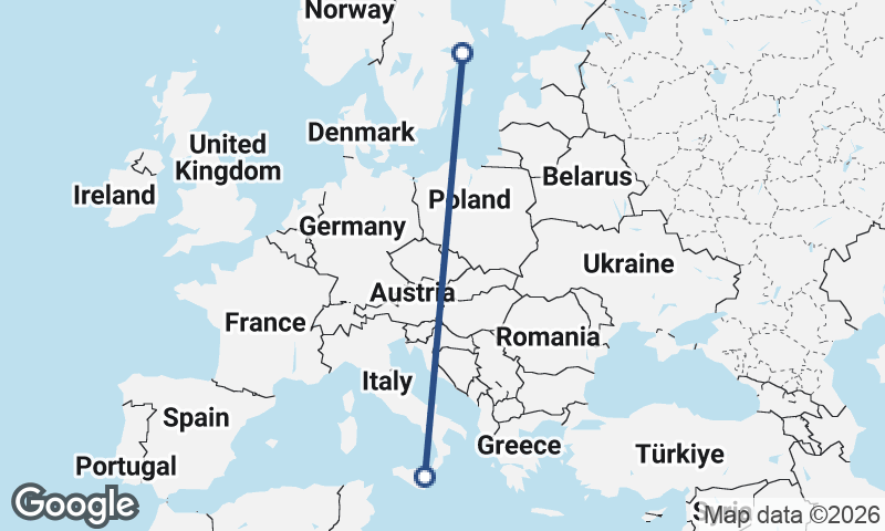 Stockholm to Catania