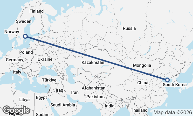 Stockholm to Dalian