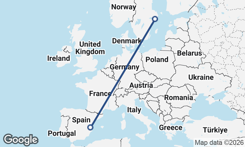 Stockholm to Valencia