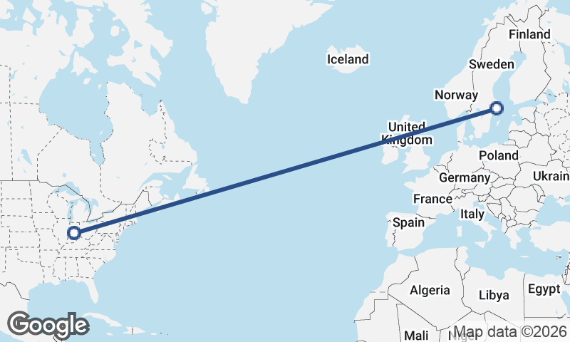 Stockholm to Indianapolis