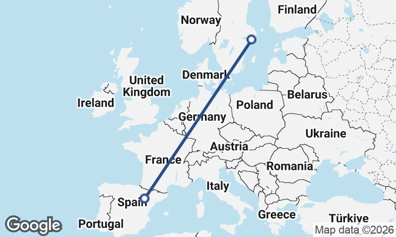 Stockholm to Zaragoza