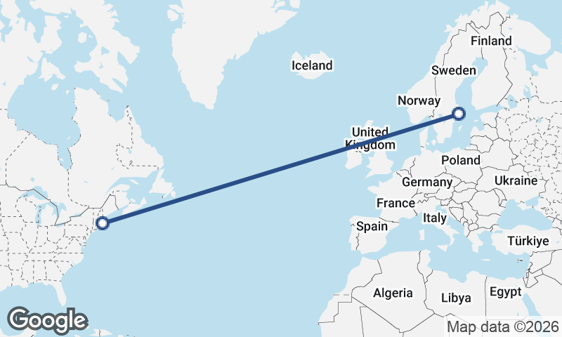 Stockholm to Boston