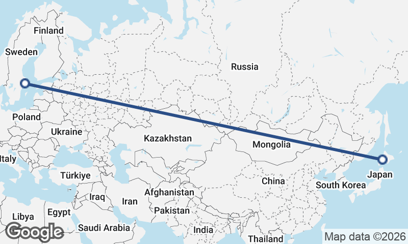 Stockholm to Sapporo