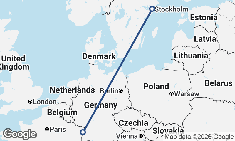 Stockholm to Strasbourg