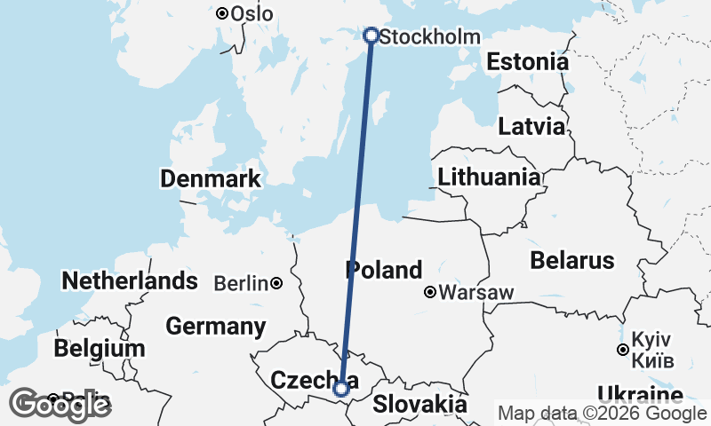 Stockholm to Brno