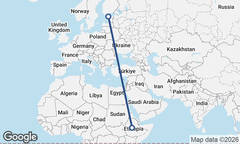 Tallinn to Addis Ababa