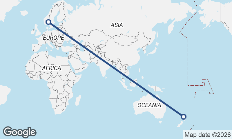 Oslo to Auckland