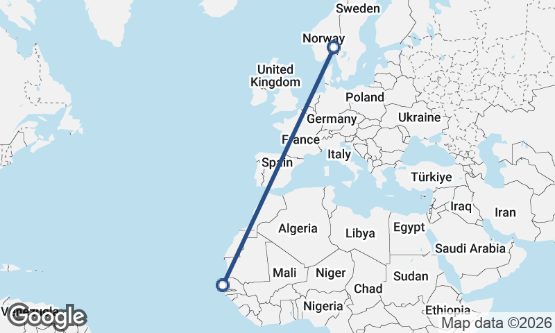 Oslo to Dakar