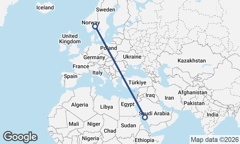 Oslo to Mecca