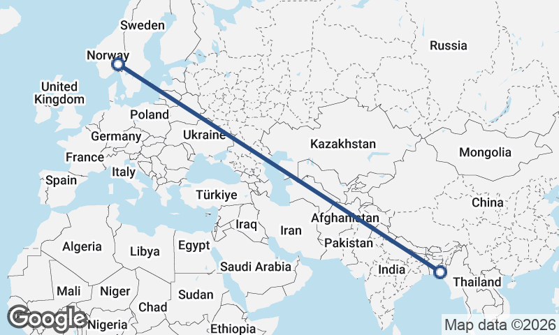 Oslo to Chittagong