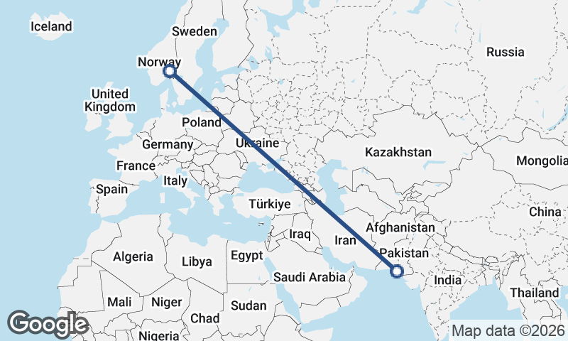Oslo to Karachi