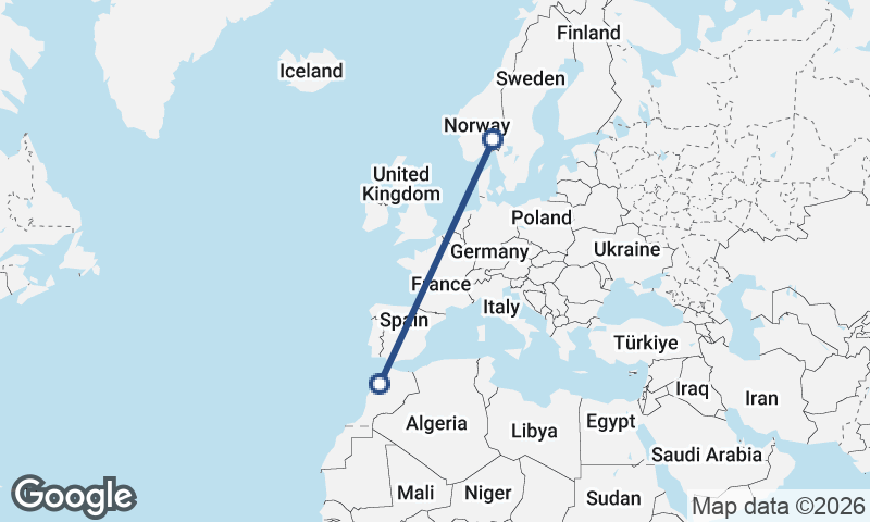 Oslo to Casablanca