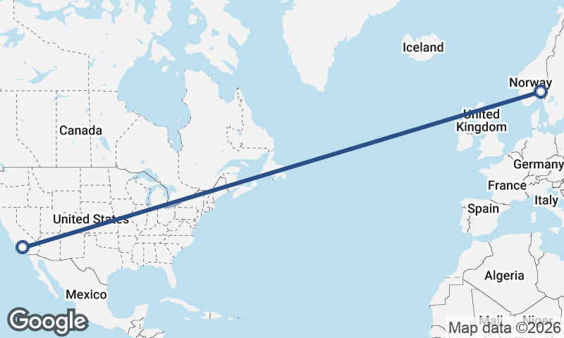Oslo to Los Angeles